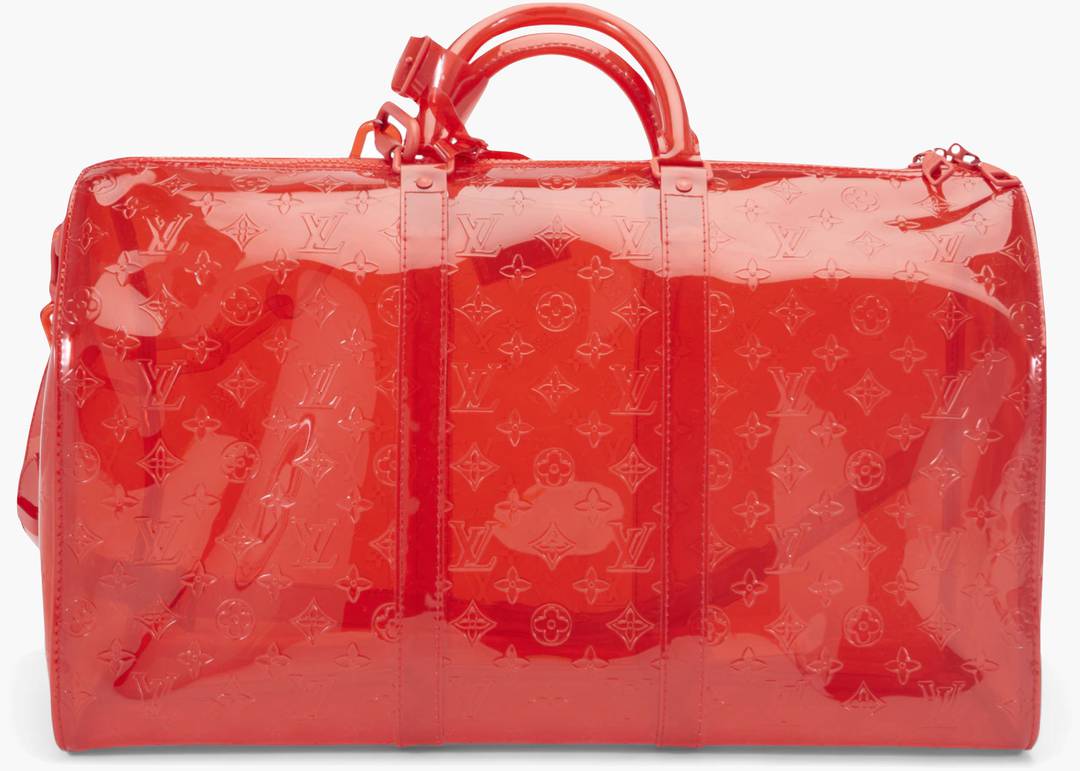 Louis Vuitton Keepall Bandouliere Monogram 50 Red in PVC with  Silver-color/Tone-on-Tone