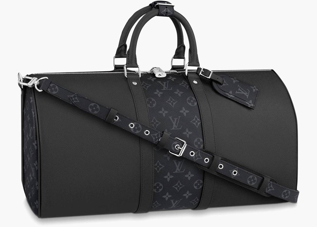 Louis Vuitton Keepall Bandouliere Monogram Eclipse 50 Foliage in Coated  Canvas with Matte Black-tone - US