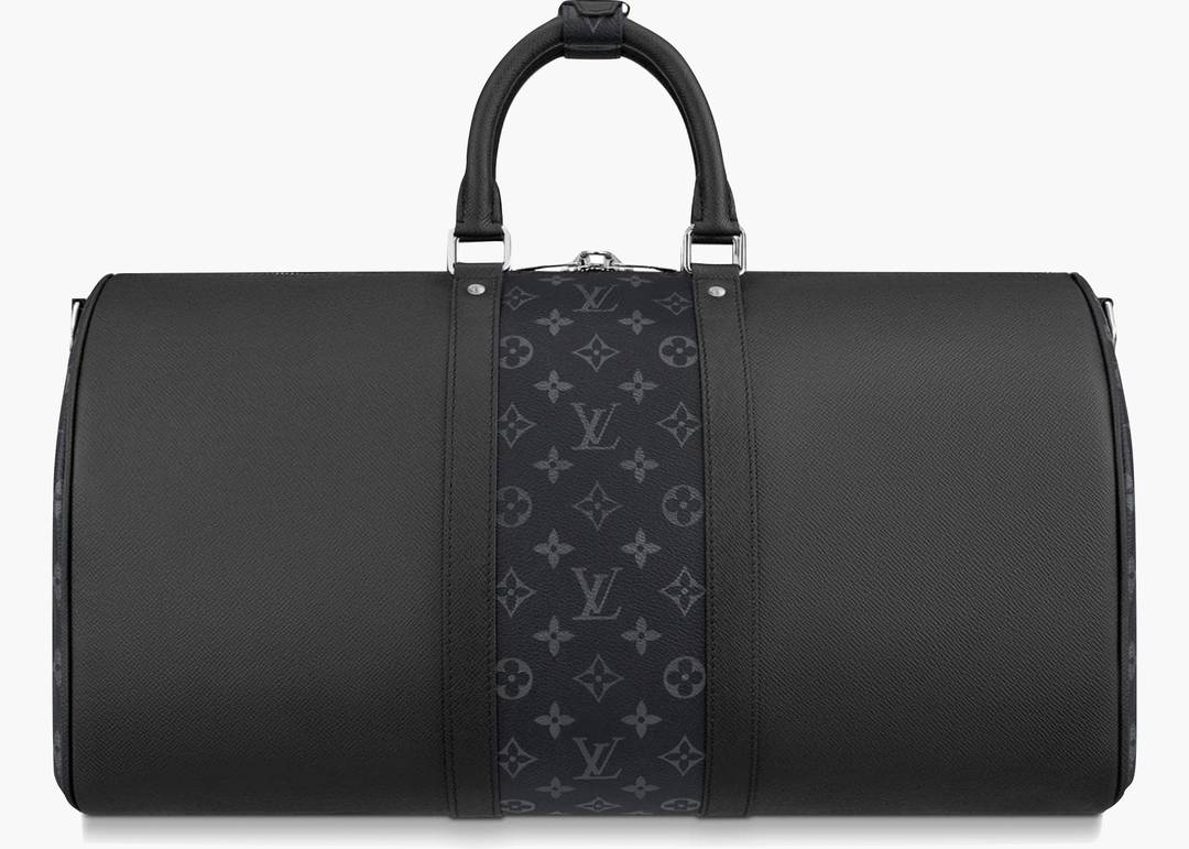 Louis Vuitton Keepall 50 Bandouliere Monogram Eclipse Canvas Travel Bag Black