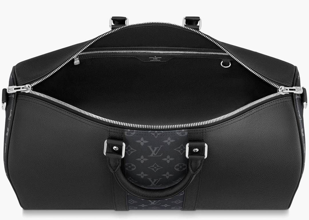Louis Vuitton Keepall Bandouliere Monogram Eclipse 50 Black in Taiga  Leather/Coated Canvas