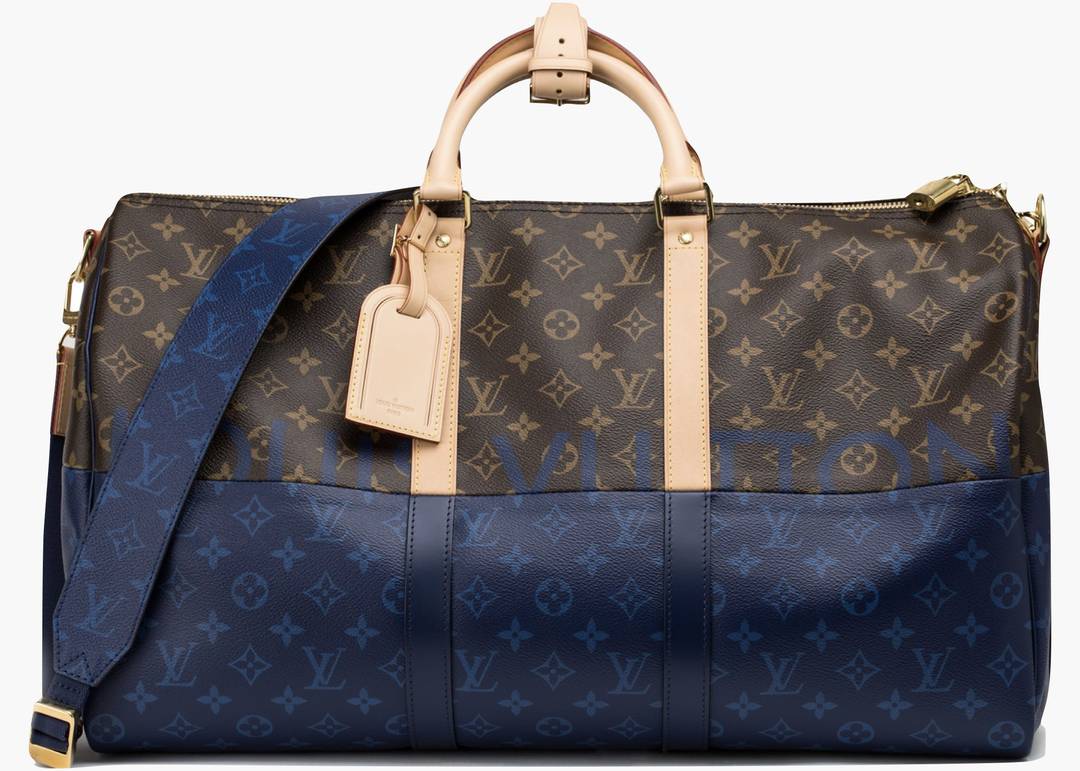 Louis Vuitton Keepall Bandouliere Monogram Eclipse Outdoor Split 50 Pacific  Blue with Brass