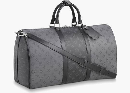 Louis Vuitton Keepall Bandouliere Monogram Eclipse Reverse 50 Gray in  Coated Canvas