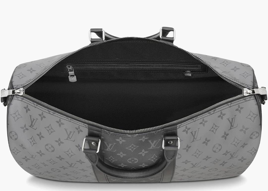 Louis Vuitton Keepall Bandouliere Monogram Eclipse Reverse 50 Gray in  Coated Canvas with Silver-tone - US