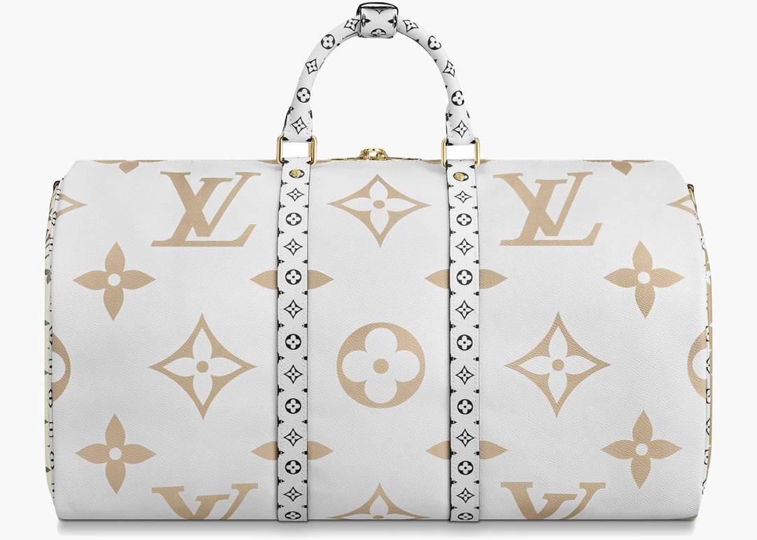 Louis Vuitton Giant Flower Monogram Keepall 50 Bandouliere Khaki Green  Beige Bag
