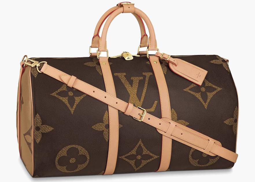 Louis Vuitton Keepall Bandouliere Monogram Giant Reverse 50 Brown in Coated  Canvas with Gold-tone - US