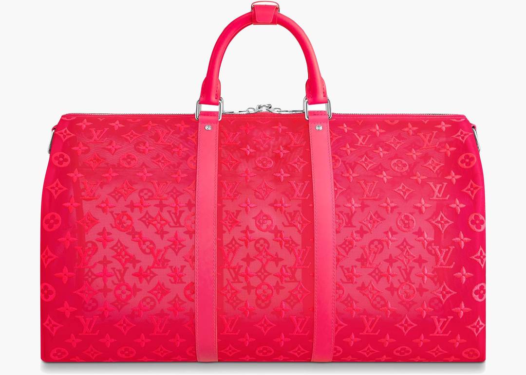 Louis Vuitton, Bags, Louis Vuitton Rare Mesh Keepall 5 Monogram Duffle Bag  Travel Bag Neon Hot Pink