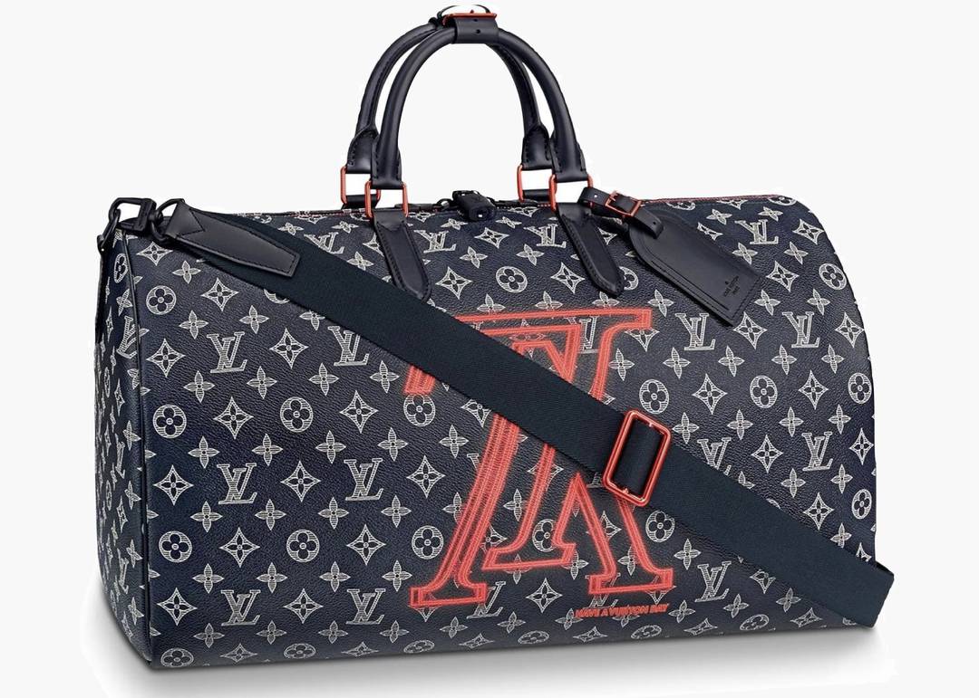 Louis Vuitton Keepall Bandouliere 50 Monogram Blue in Coated