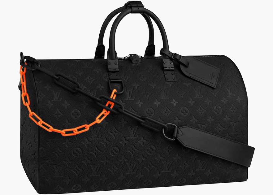 Louis Vuitton Keepall Monogram Bandouliere 50 Black in Taurillon Leather  with Black Orange