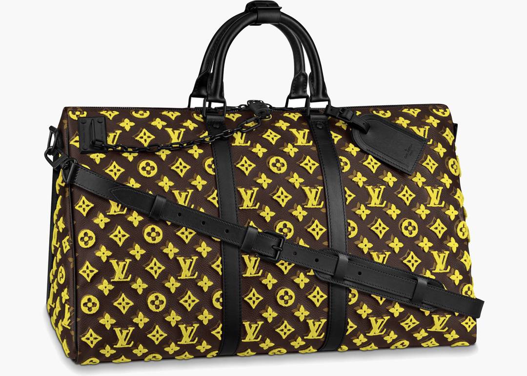 Louis Vuitton Yellow Monogram Coated Canvas Keepall Bandouliere 50