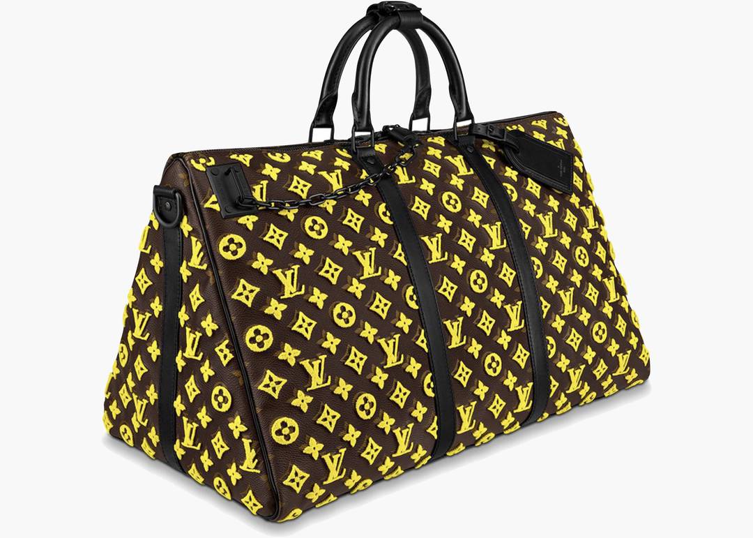 Louis Vuitton Keepall Triangle Bandouliere Monogram Tuffetage 50 Yellow in  Coated Canvas with Matte Black-tone - US