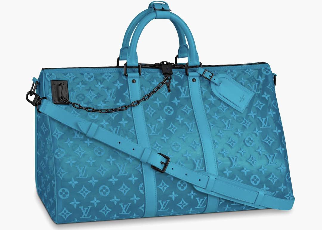Louis Vuitton Keepall Triangle Monogram Mesh 50 Turquoise in Mesh/Leather  with Matte Black-tone - US