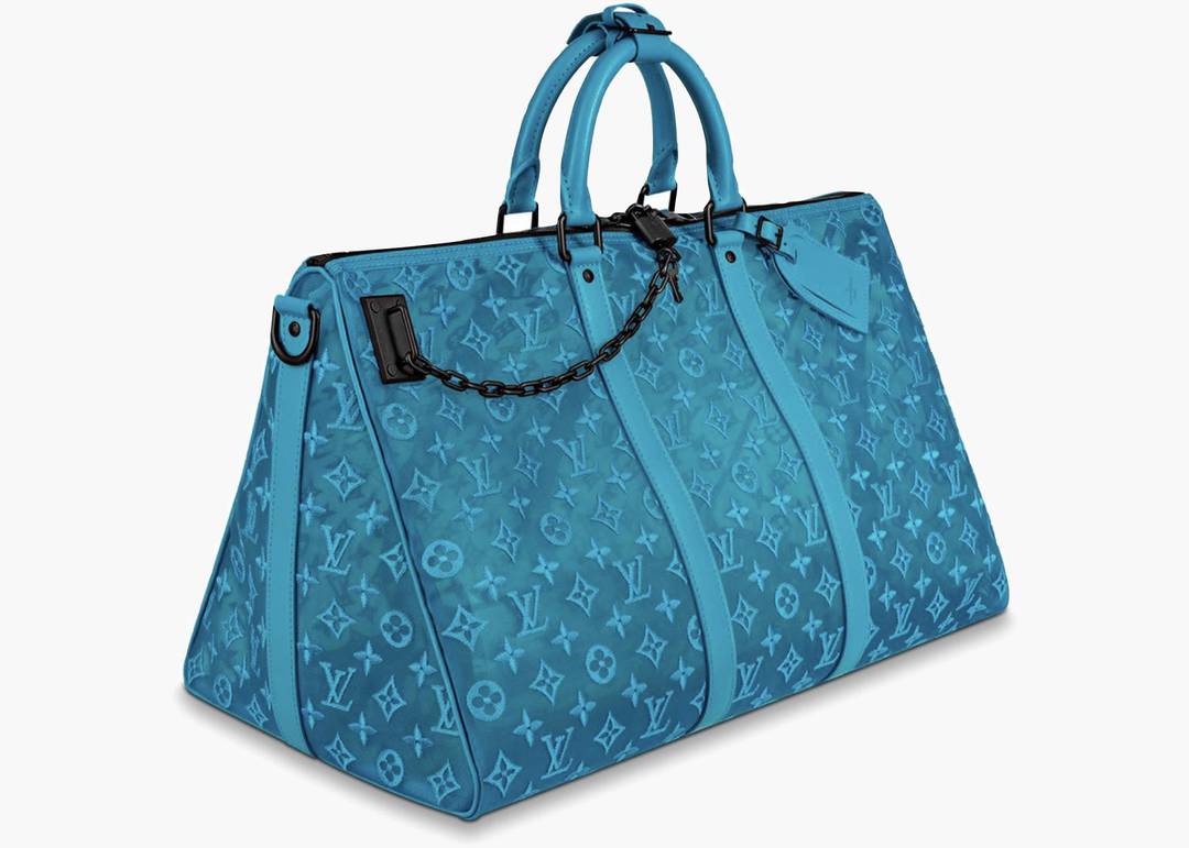 Louis Vuitton Keepall Triangle Monogram Mesh 50 Turquoise in Mesh/Leather  with Matte Black-tone - US