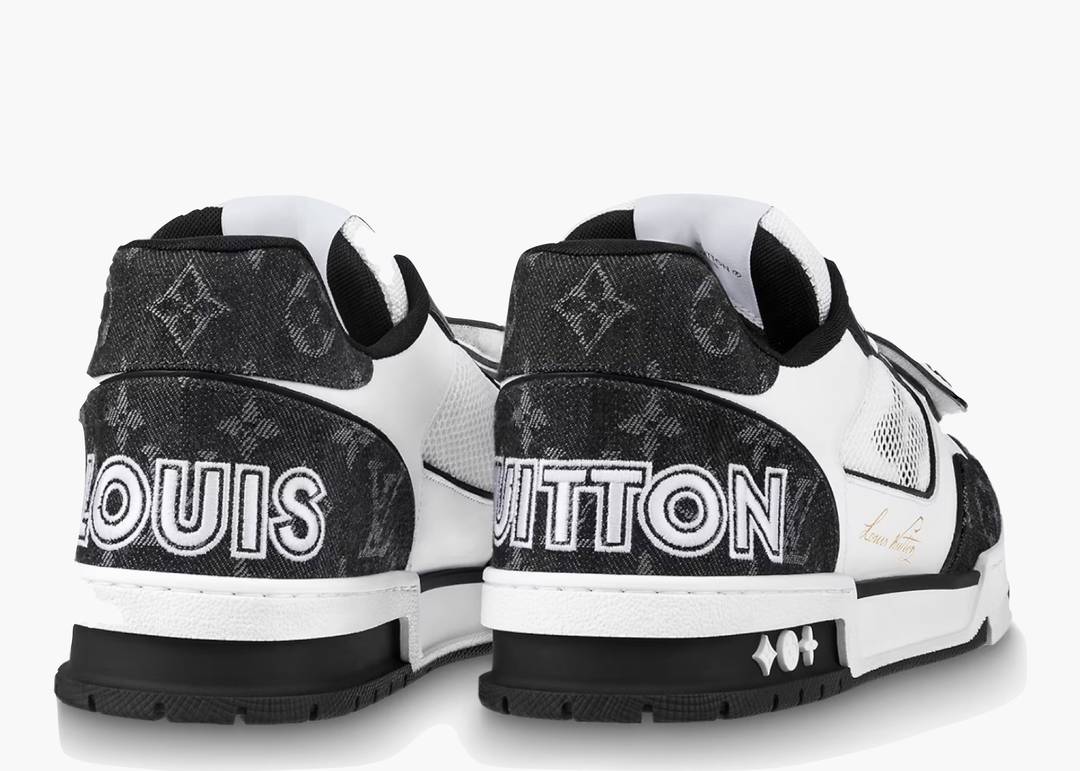 Louis Vuitton White & Green Strap 'LV Trainer' Sneakers