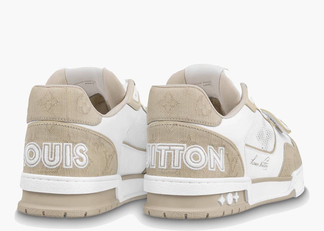 Louis Vuitton LV Unisex Trainer Sneaker Beige Monogram Denim