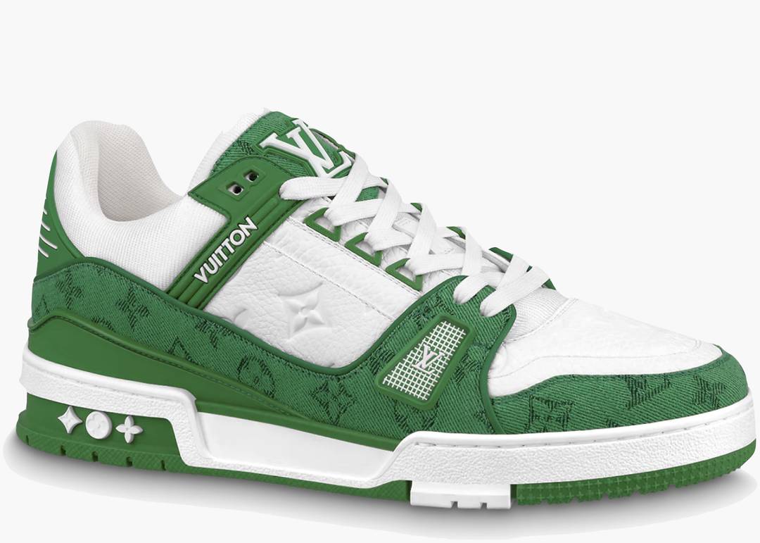 Louis Vuitton Trainer Green Monogram Denim White