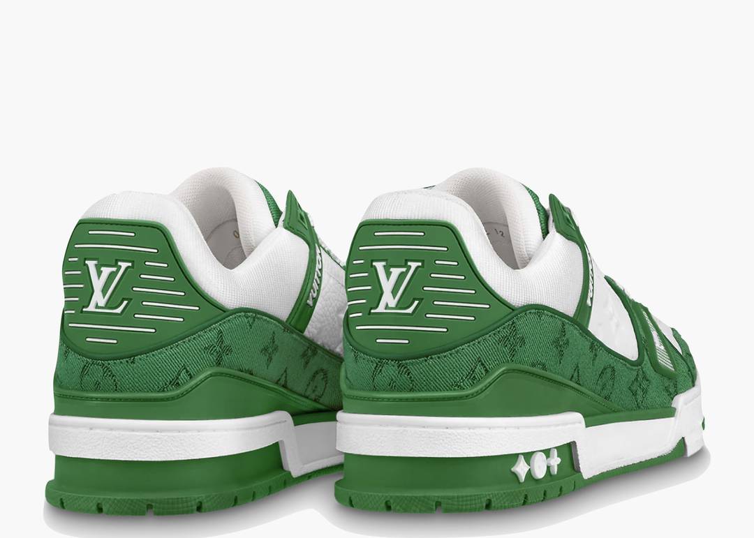 Giày Louis Vuitton Trainer Green Monogram Denim White H&S