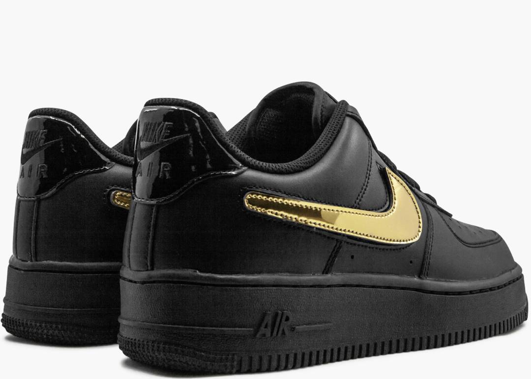 Nike Air Force 1 Black Metallic Gold Removable Swoosh Pack