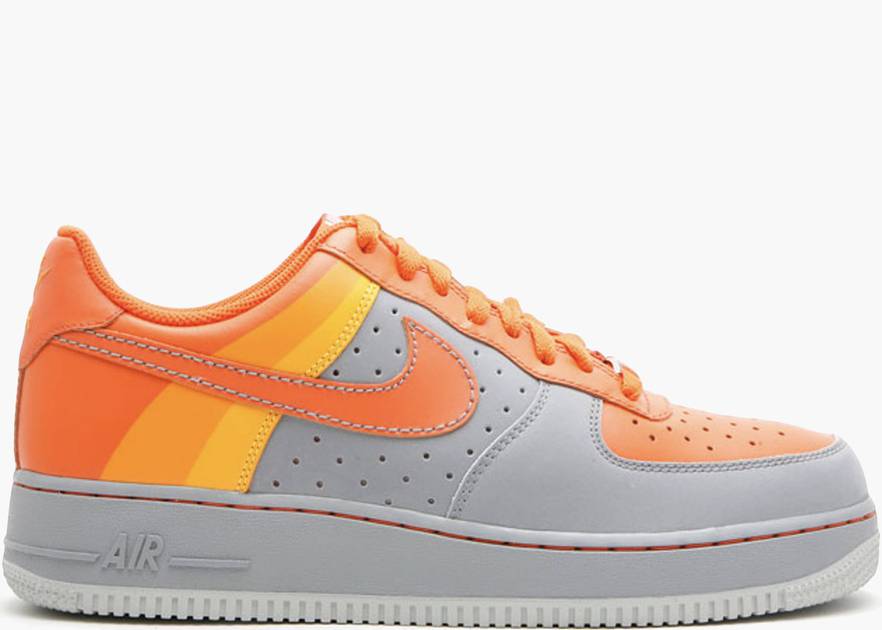 orange and gray air force ones