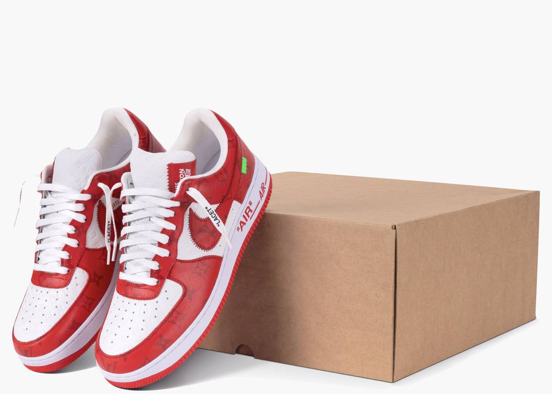 Dripping rouge Louis Vuitton x suprême Nike Air Force Ones, chaussures sur  mesure