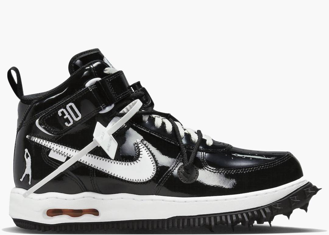 Nike + Off-white Air Force 1 Embroidered Patent-leather High-top Sneakers  in Black