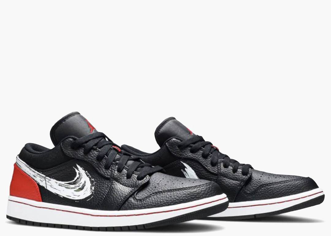 jordan 1 low brushstroke swoosh black