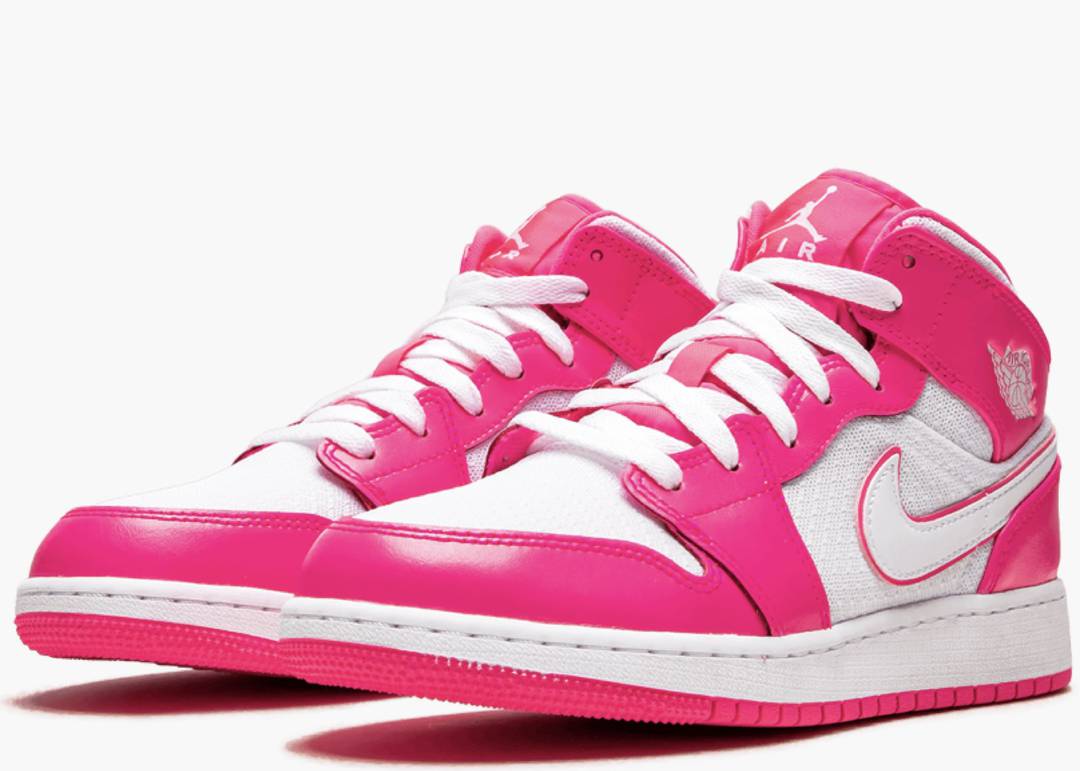 hyper pink and white jordan 1