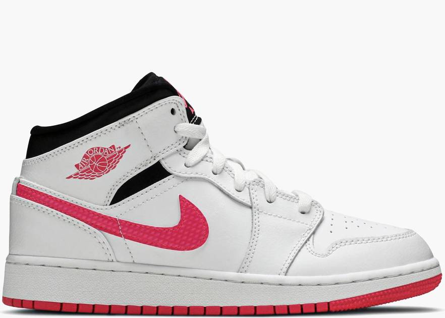 Nike Air Jordan 1 Mid White Black Hyper Pink (gs)