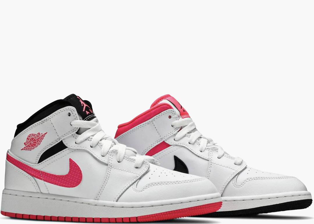 Nike Air Jordan 1 Mid White Black Hyper Pink (gs)