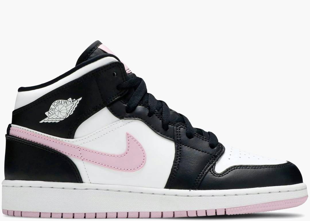 Nike Air Jordan 1 Mid White Black Light Arctic Pink (gs)