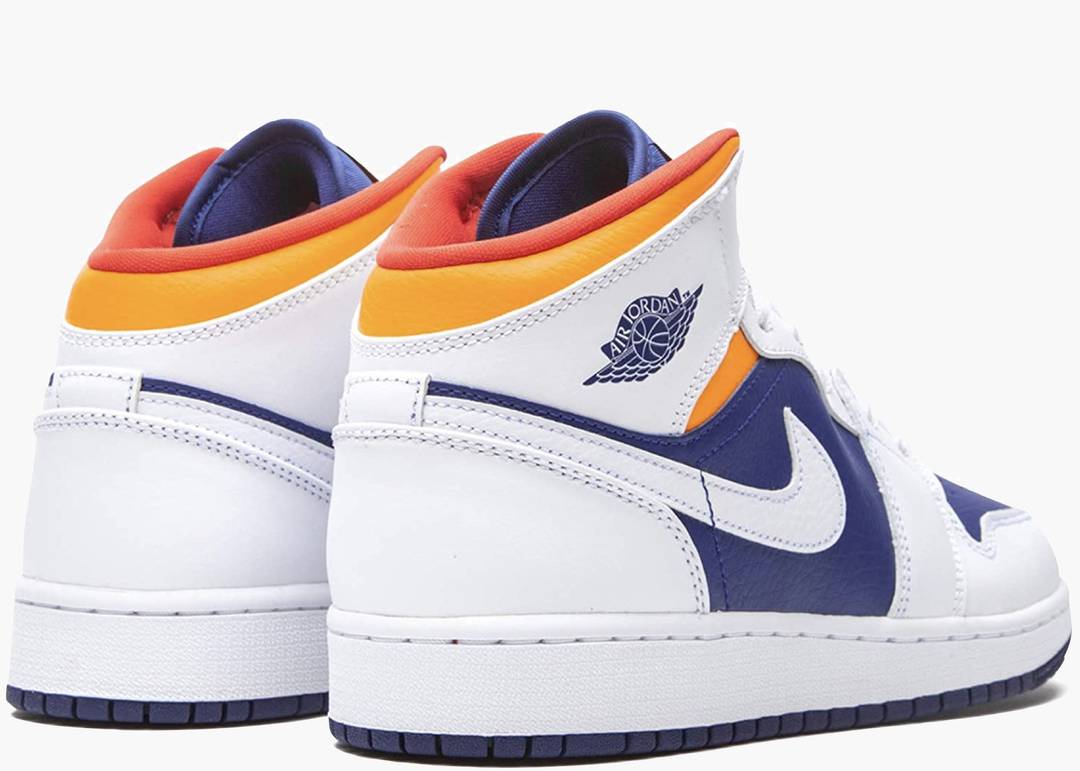 nike air jordan 1 mid shoes white laser orange blue