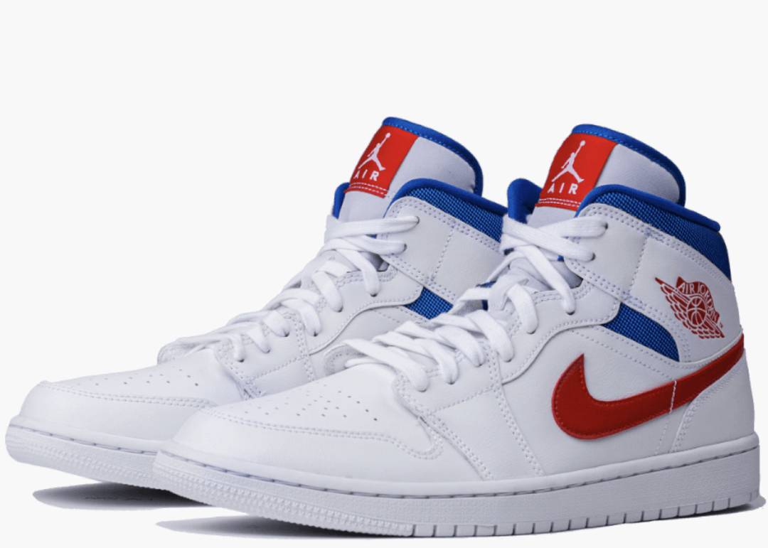 jordan 1 mid white red royal