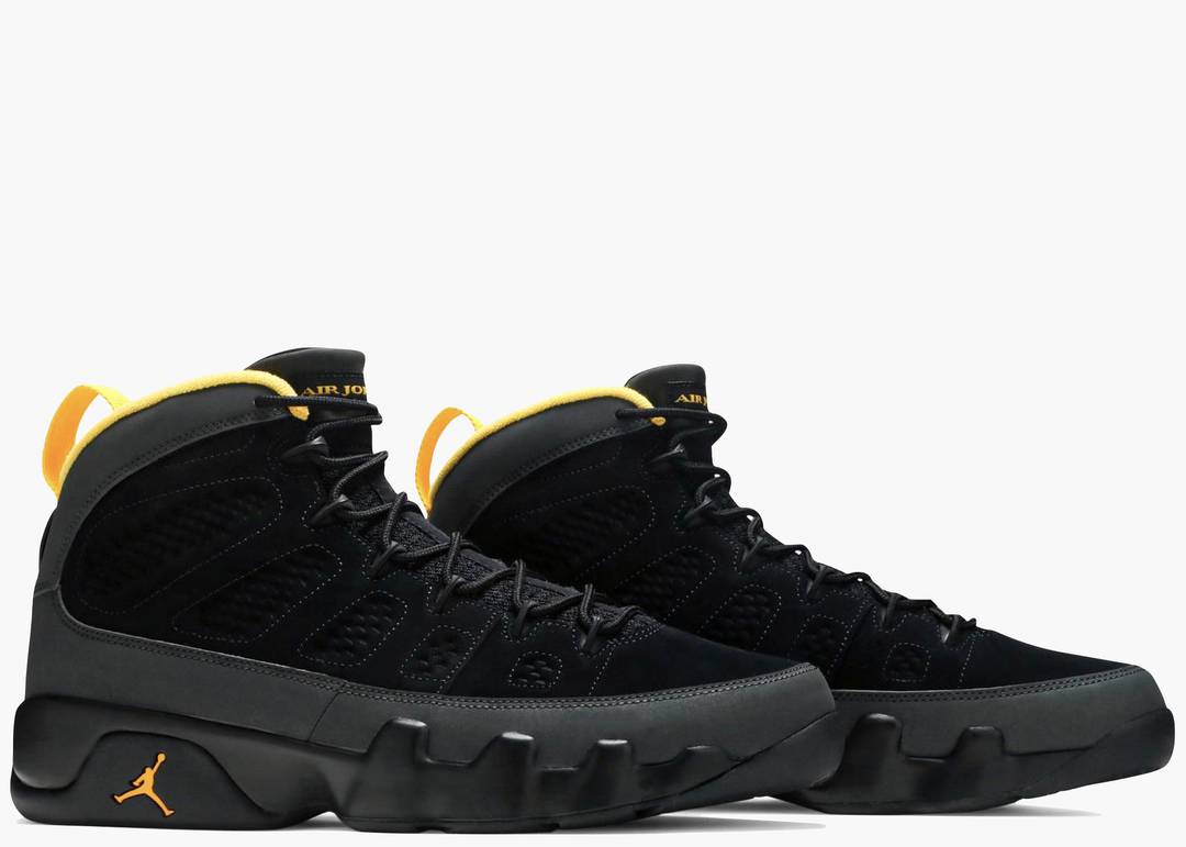 gold and black jordan 9