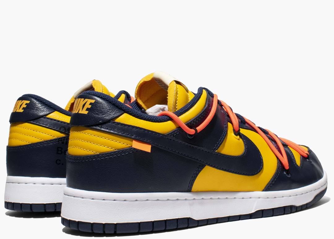 Off White x Nike Dunk Low University Gold Virgil Abloh Michigan - Size 11.5  193656310446