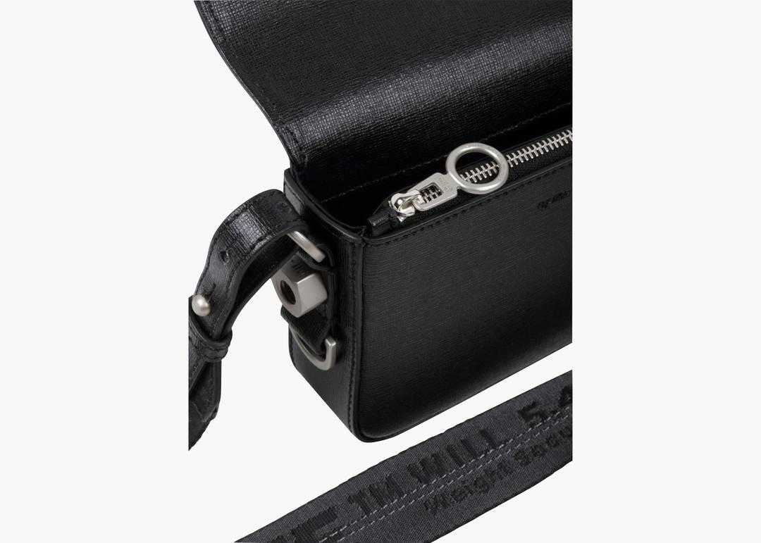 Off White Binder Clip Flap Bag Leather Small Black 2322902