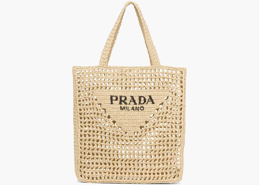 Prada Raffia Tote Bag Tan in Raffia | Hype Clothinga