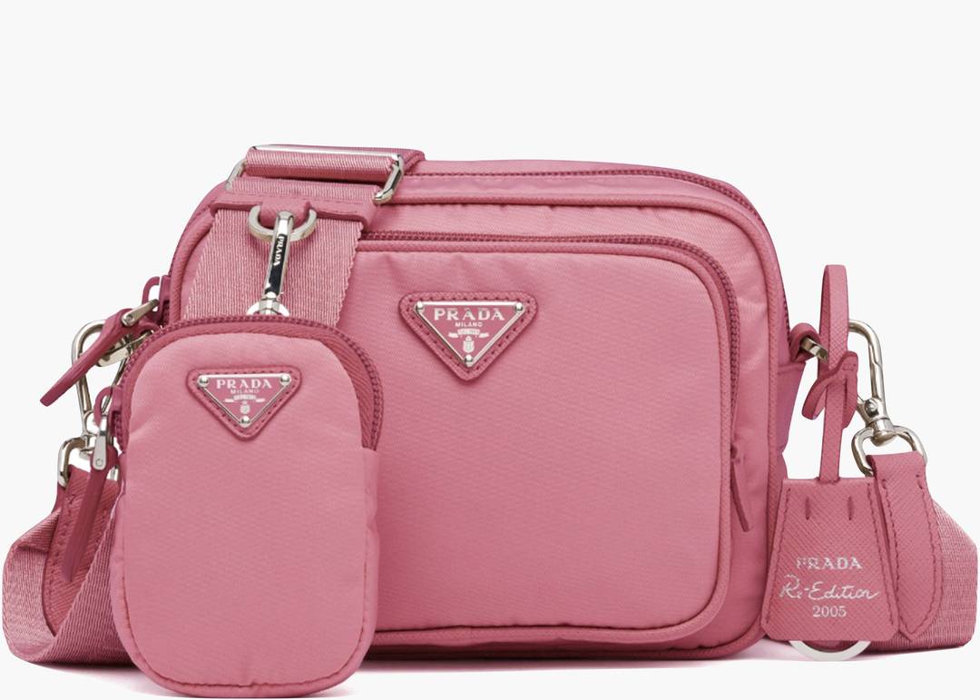 Prada Re-Edition Shoulder Bag Mini Nylon Begonia Pink in Nylon with  Silver-tone - US