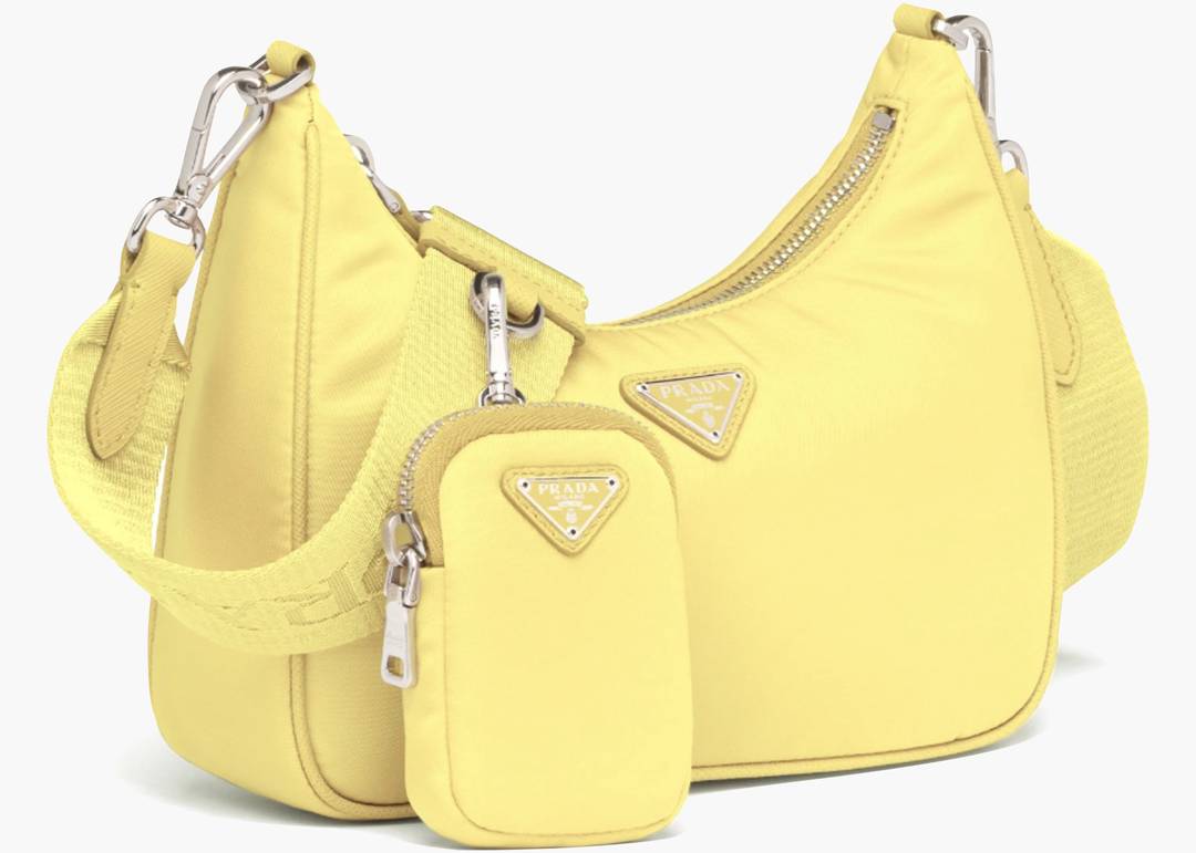 Prada - Authenticated Re-Nylon Handbag - Cloth Yellow Plain for Women, Very Good Condition