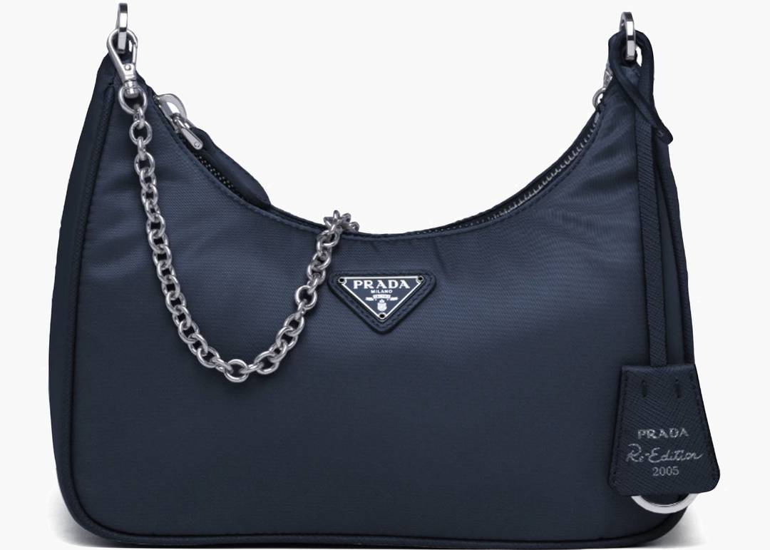 Prada Re-Edition 2005 Shoulder Bag Nylon Black in Nylon/Saffiano Leather  with Silver-tone - US