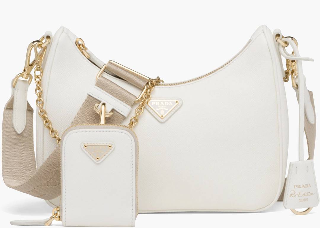 Prada Re-Edition 2005 Saffiano Leather Bag White Saffiano