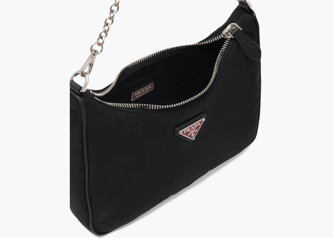 Prada Re-Edition 2005 Shoulder Bag Nylon Black in Nylon/Saffiano Leather  with Silver-tone - US