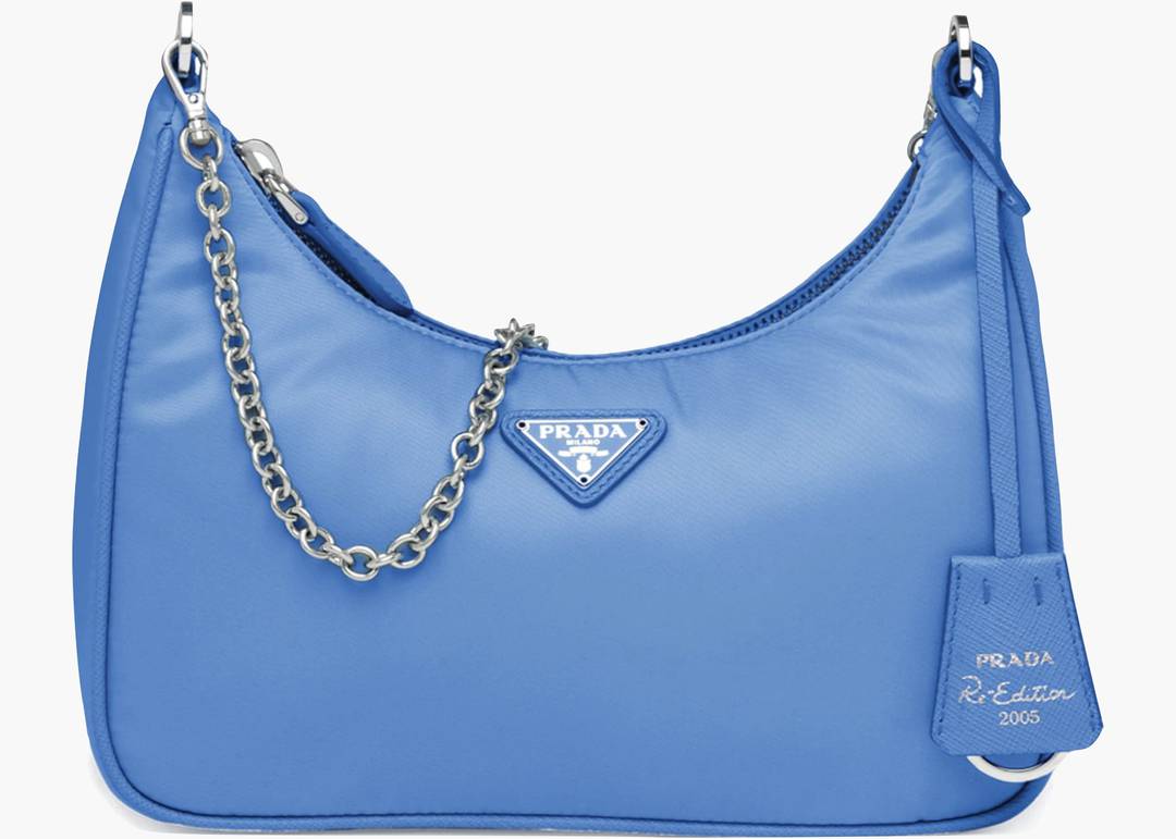 Prada Re-Edition Nylon Mini Shoulder Bag Periwinkle Blue in Nylon with  Silver-tone - US