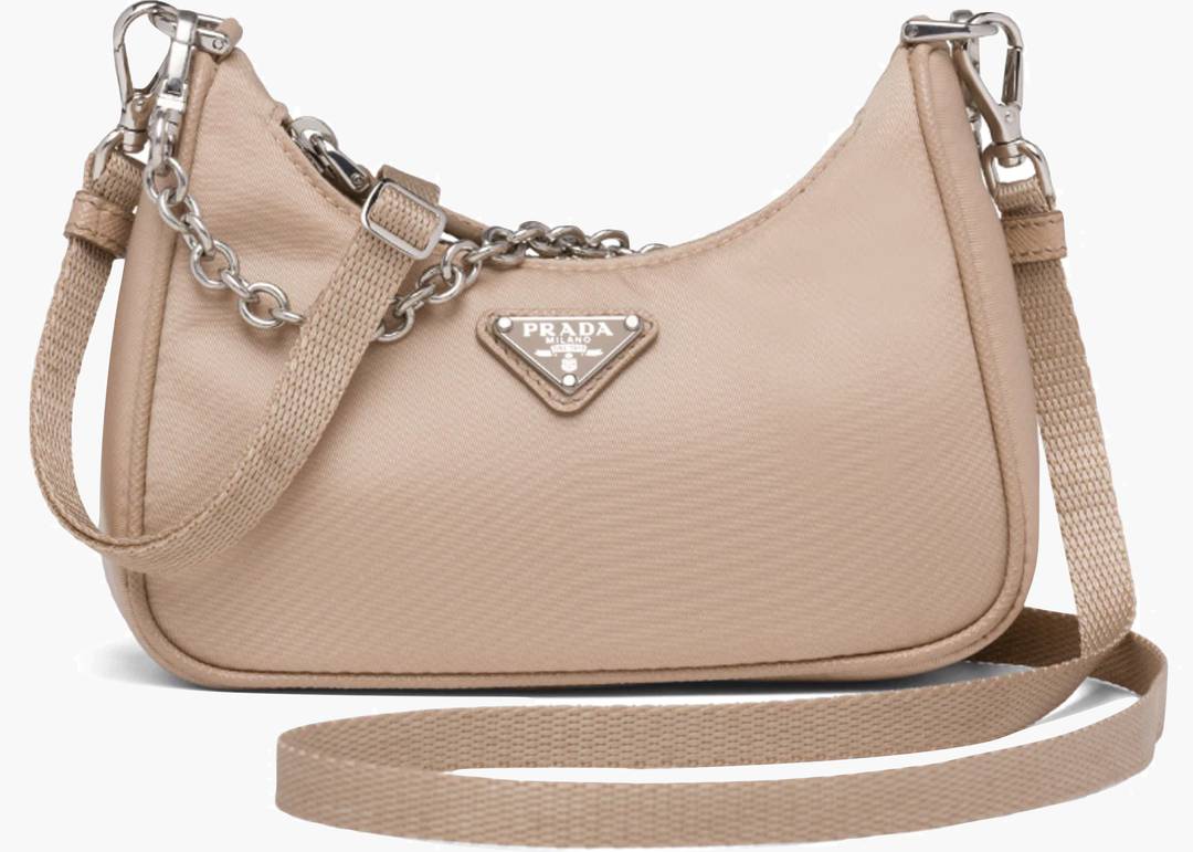 Borsa In Nylon Matelasse in Beige - Prada