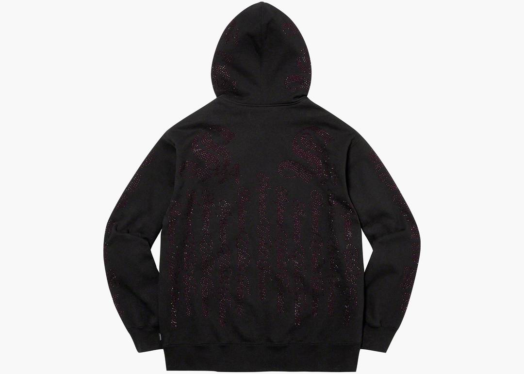 GUCCI Black studded hooded sweatshirt