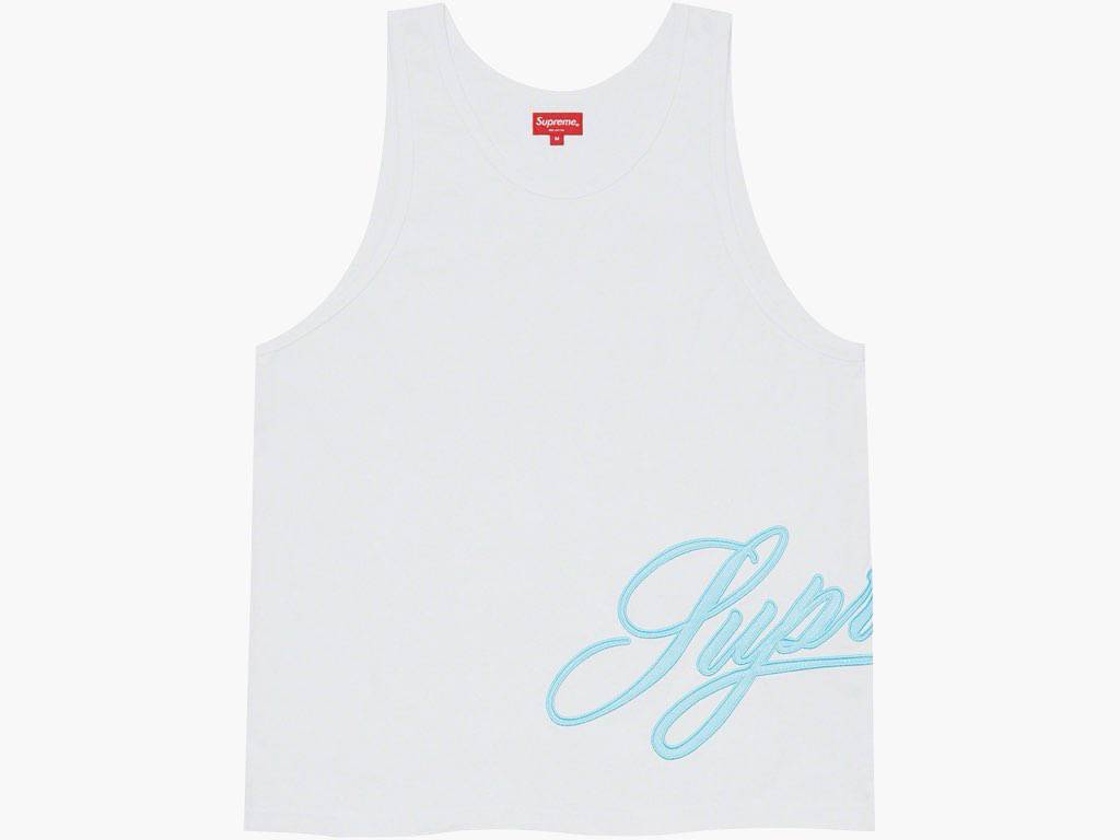 Supreme Mesh Script Tank Top White