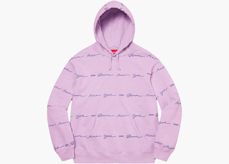 Supreme Script Stripe Hooded Sweatshirt Pale Purple | Hype Clothinga