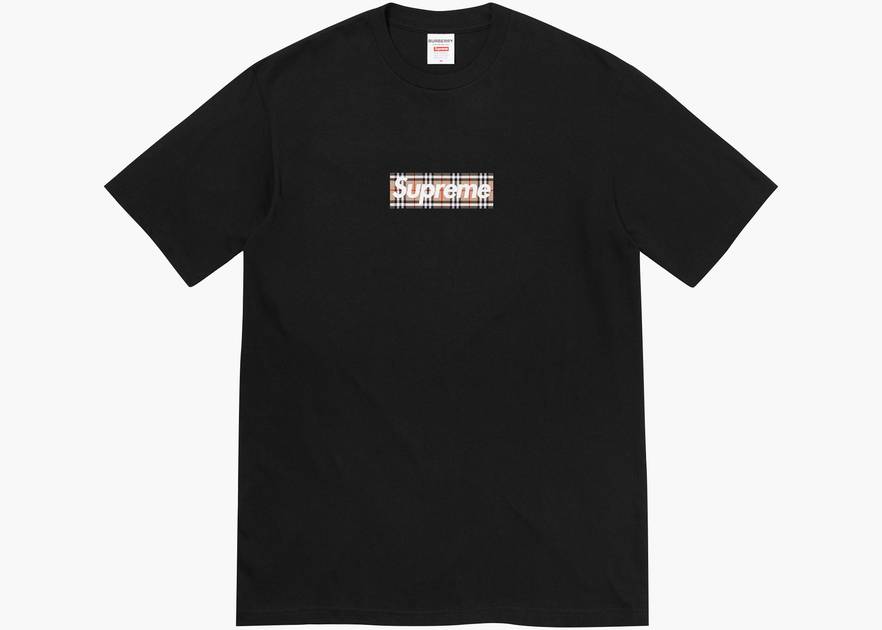 Supreme Burberry Box Logo Tee Black | Hype Clothinga