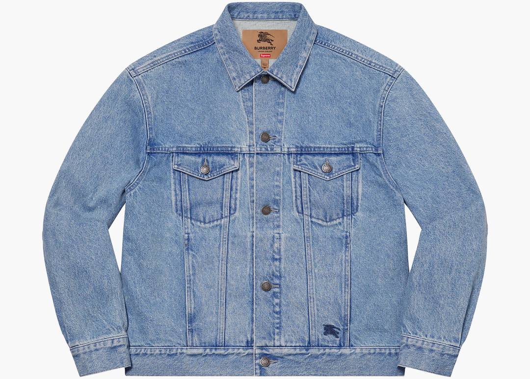 Supreme Burberry Denim Trucker Jacket Washed Blue | Hype Clothinga