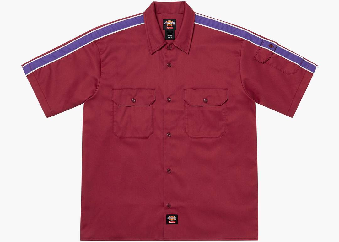 Supreme Dickies Stripe S/S Work Shirt Maroon | Hype Clothinga