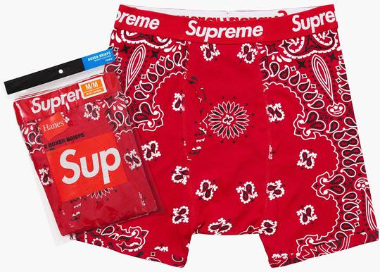 Supreme Hanes Bandana Boxer Briefs (2 Pack) Red