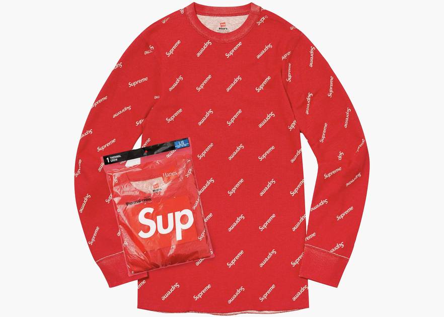 Supreme/hanes Thermal Crew (1 Pack) Red